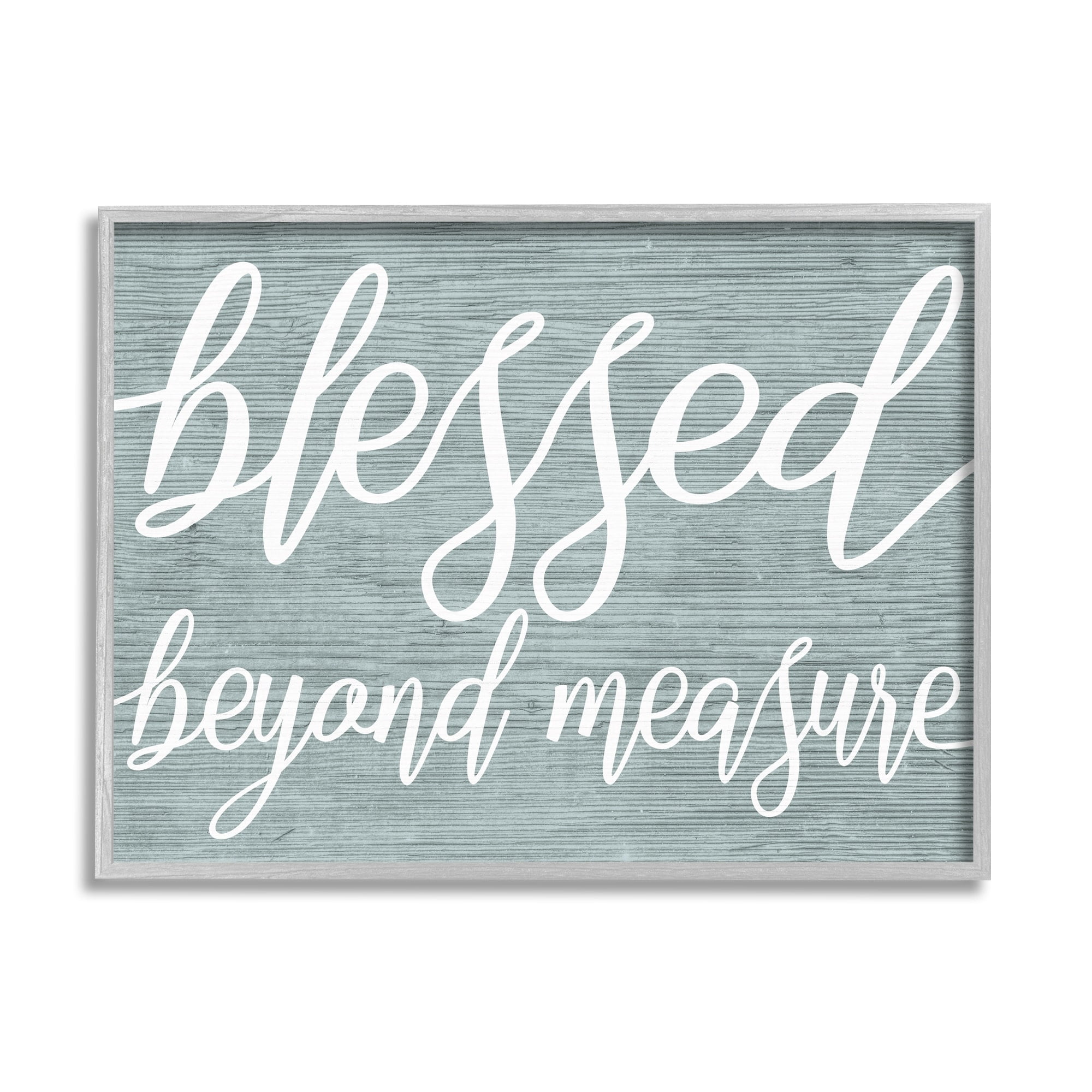 Stupell Industries Blessed Beyond Measure Motivational Phrase Rustic Blue Pattern, 30 x 24,Design by Daphne Polselli