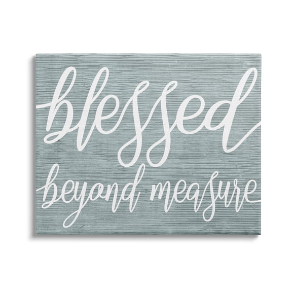 Stupell Industries Blessed Beyond Measure Motivational Phrase Rustic Blue Pattern, 40 x 30,Design by Daphne Polselli