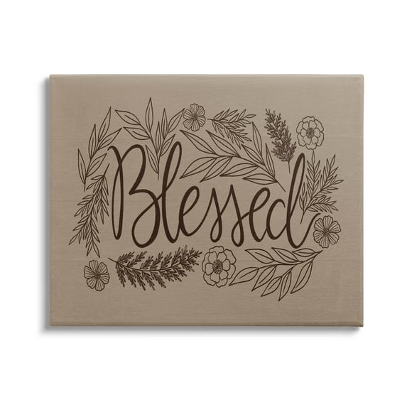 Stupell Industries Blessed Botanical Flower Border Graphic Art Gallery Wrapped Canvas Print Wall Art, Design by Taylor Shannon Designs