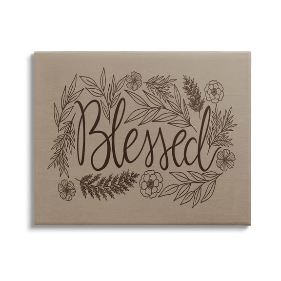 Stupell Industries Blessed Botanical Flower Border Graphic Art Gallery Wrapped Canvas Print Wall Art, Design by Taylor Shannon Designs