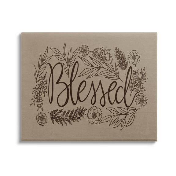 Stupell Industries Blessed Botanical Flower Border Graphic Art Gallery Wrapped Canvas Print Wall Art, Design by Taylor Shannon Designs