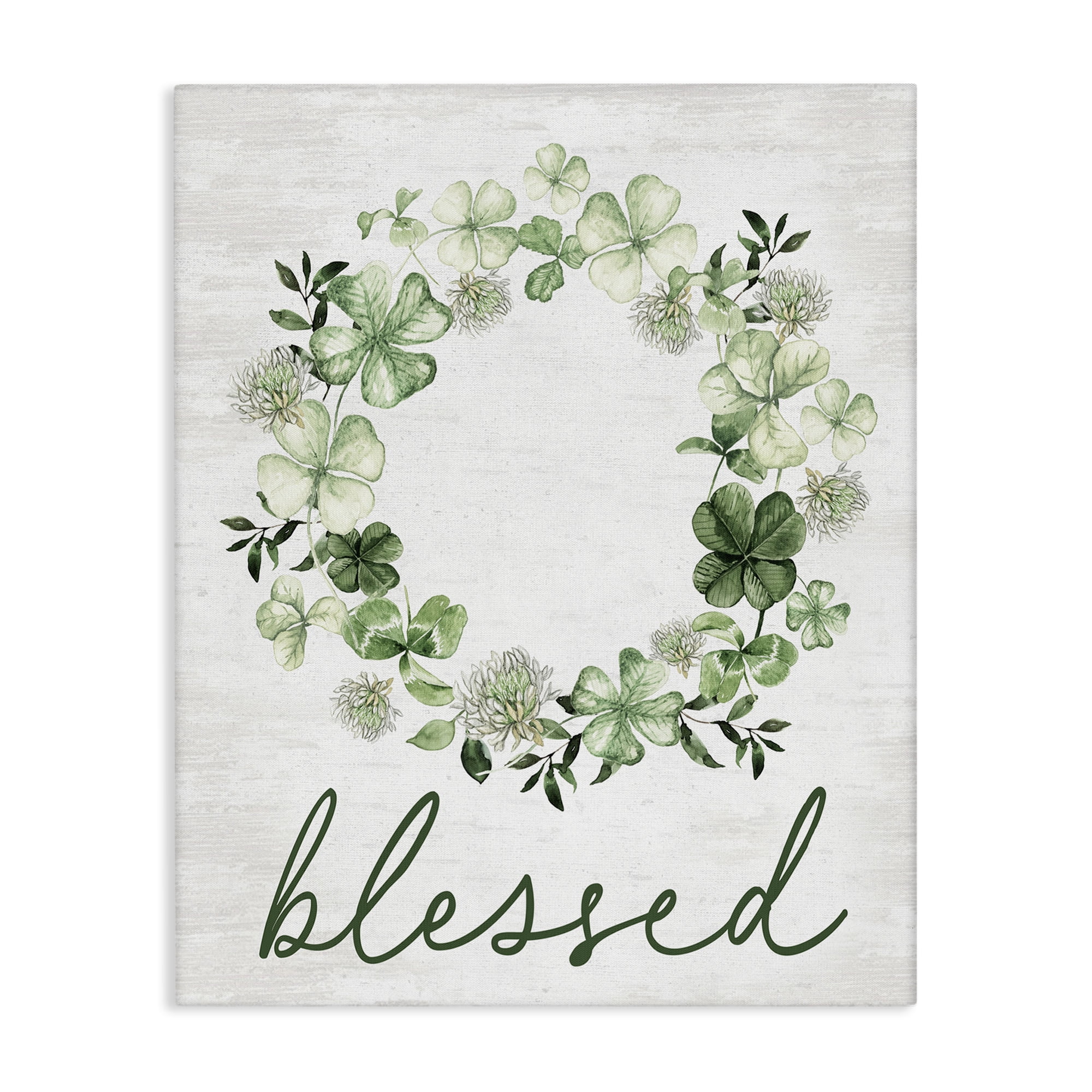 Stupell Industries Blessed Clover Wreath Botanical & Floral Painting Gallery Wrapped Canvas Art Print Wall Art, 24 x 30
