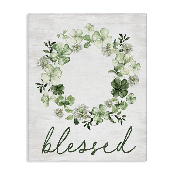 Stupell Industries Blessed Clover Wreath Botanical & Floral Painting Gallery Wrapped Canvas Art Print Wall Art, 36 x 48