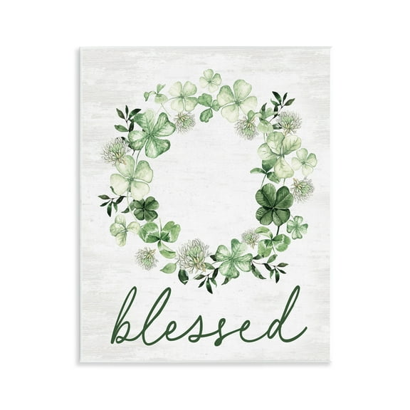 Stupell Industries Blessed Clover Wreath Botanical & Floral Painting Unframed Art Print Wall Art, 11 x 14