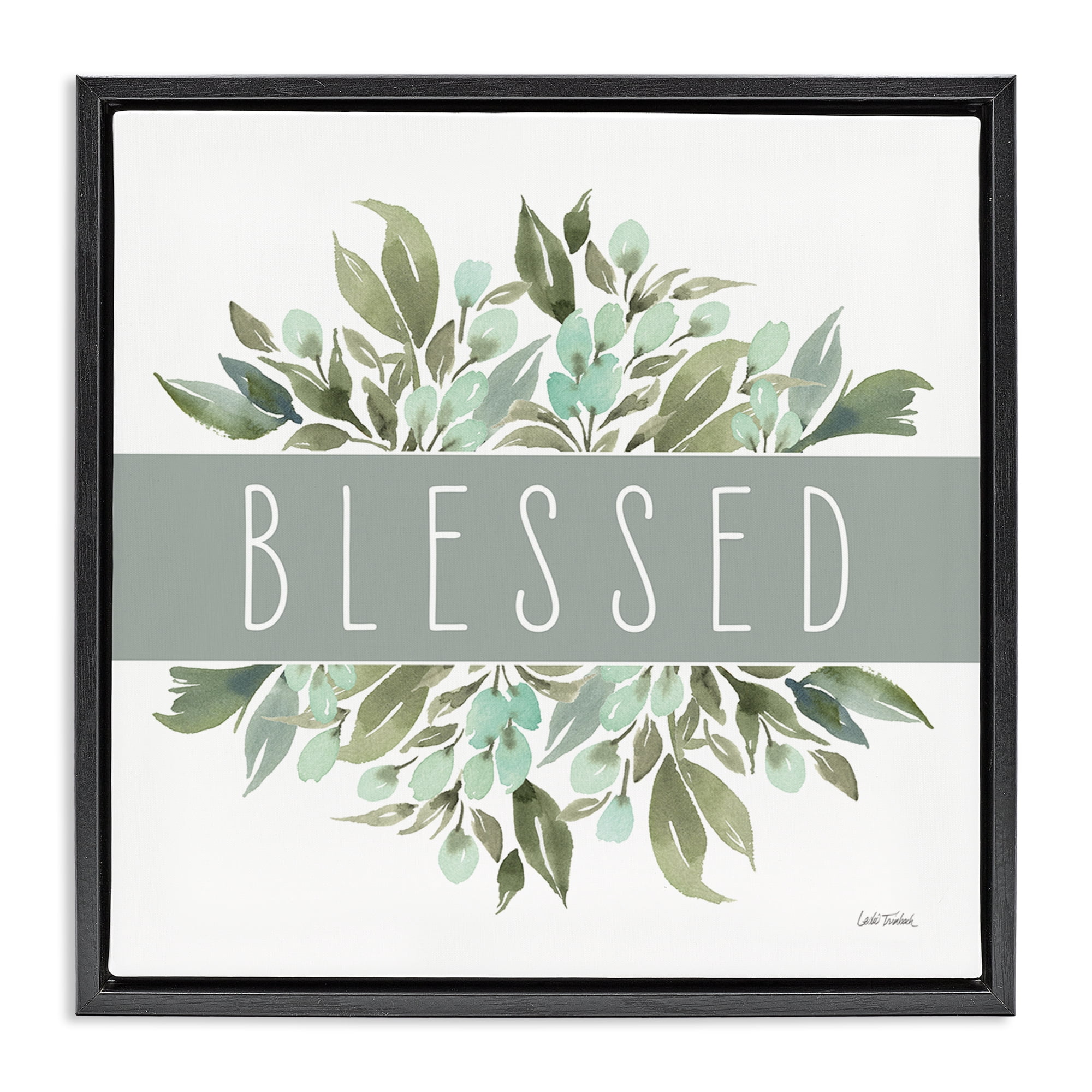 Stupell Industries Blessed Cottage Florals Plants & Flowers Painting Black Floater Framed Canvas Art Print Wall Art, 25 x 25