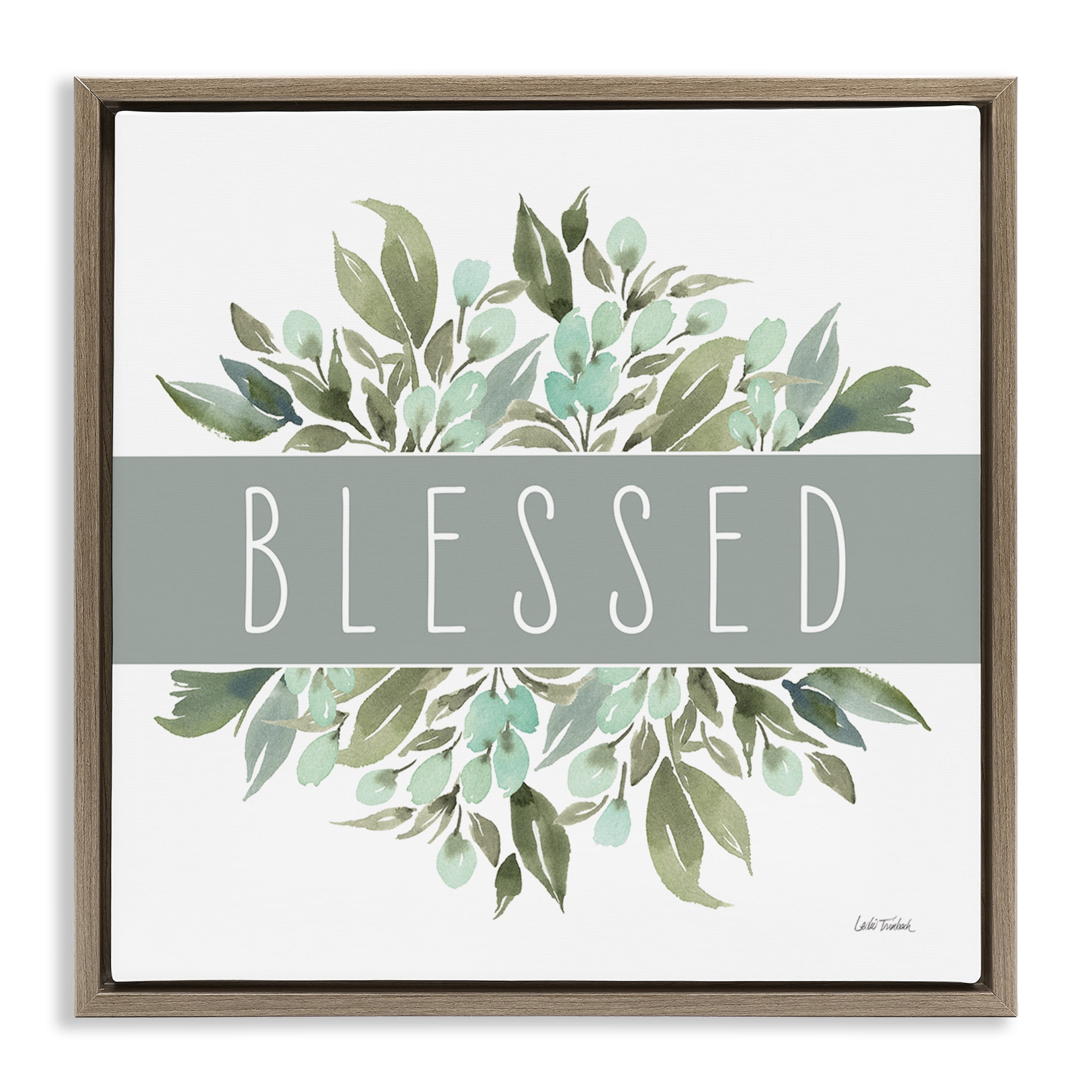 Stupell Industries Blessed Cottage Florals Plants & Flowers Painting Brown Floater Framed Canvas Art Print Wall Art, 18 x 18