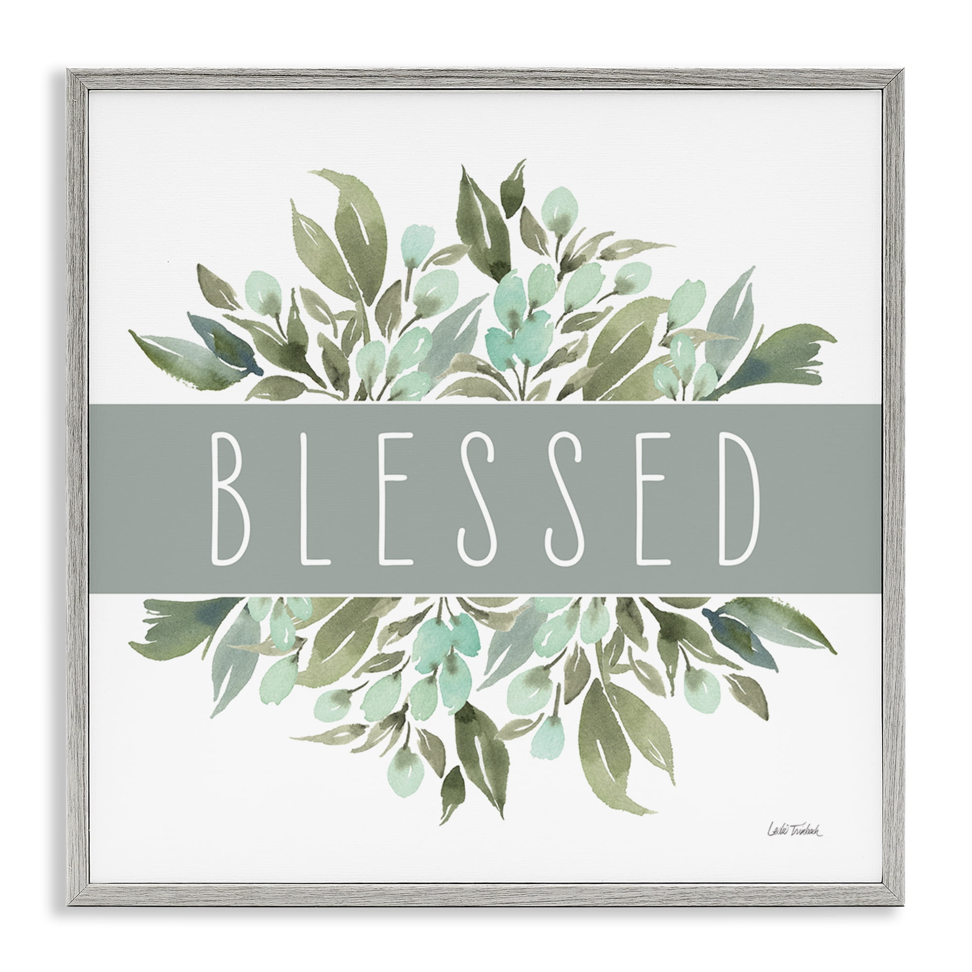 Stupell Industries Blessed Cottage Florals Plants & Flowers Painting Gray Framed Art Print Wall Art, 24 x 24