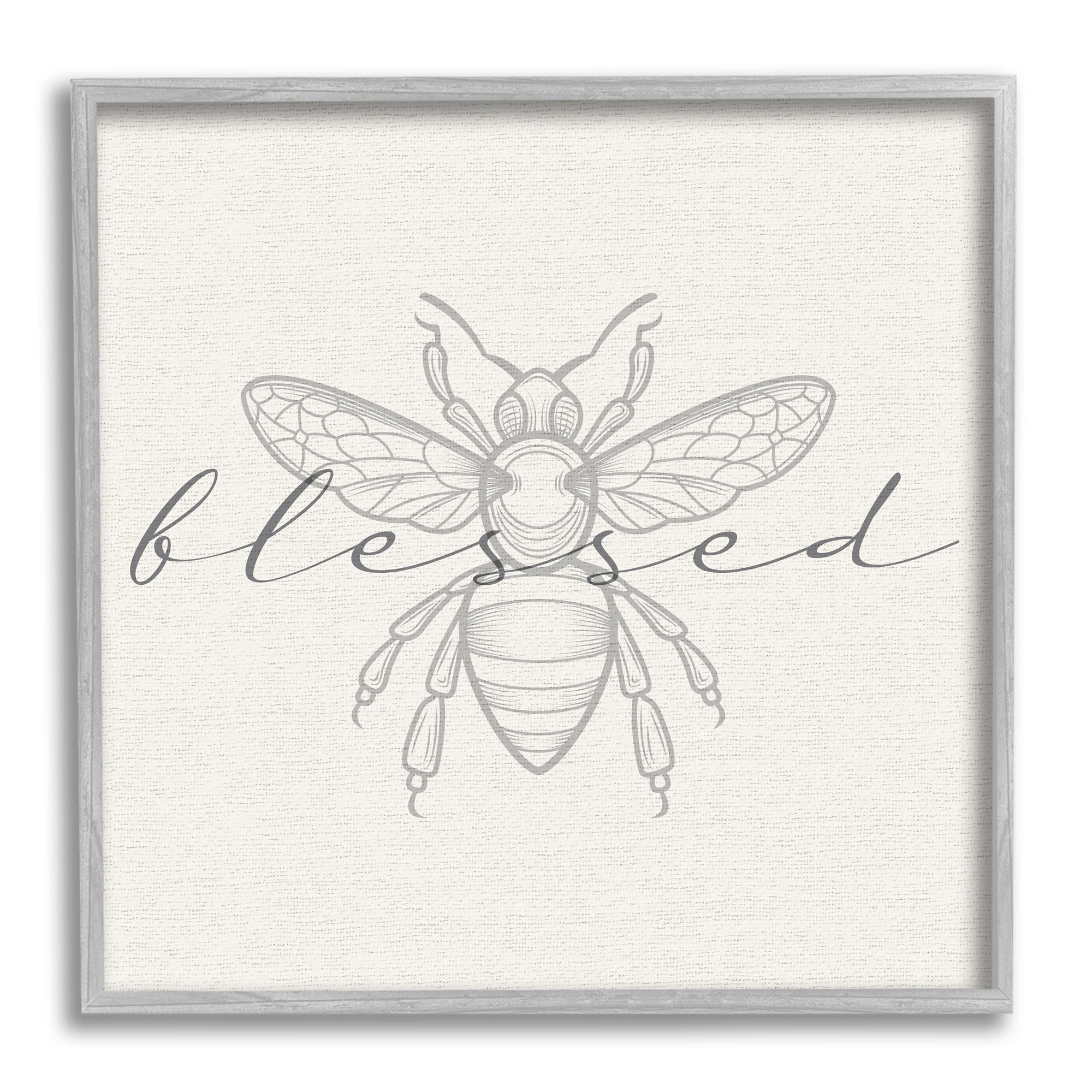 Stupell Industries Blessed Country Bumblebee Phrase Animals & Insects Painting Gray Framed Art Print Wall Art