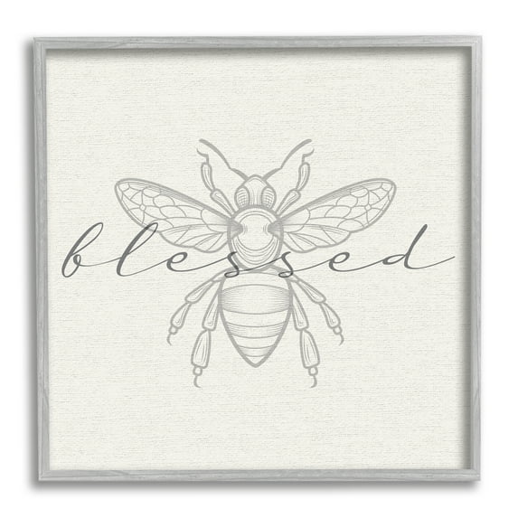 Stupell Industries Blessed Country Bumblebee Phrase Animals & Insects Painting Gray Framed Art Print Wall Art