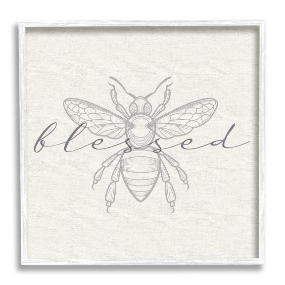 Stupell Industries Blessed Country Bumblebee Phrase Animals & Insects Painting White Framed Art Print Wall Art
