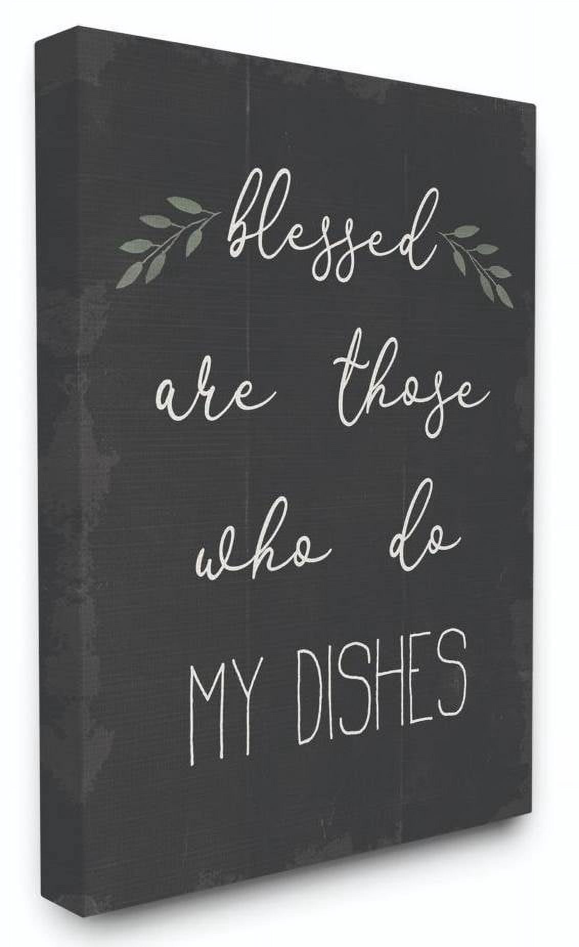 Stupell Industries Blessed Dishes Funny Family Kitchen Word Design Canvas Wall Art by Daphne Polselli