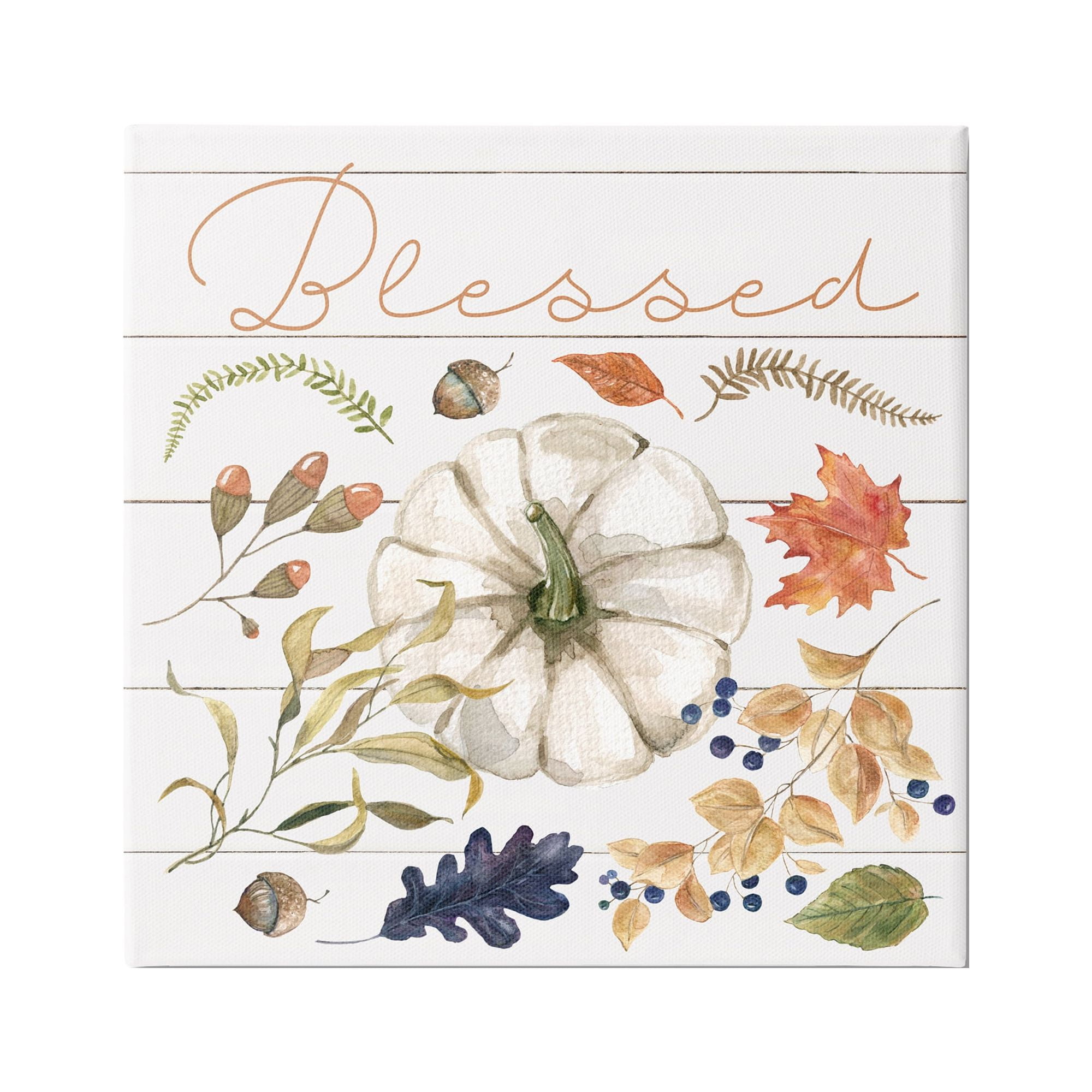 Stupell Industries Blessed Fall Botanicals Botanical & Floral Painting Gallery Wrapped Canvas Art Print Wall Art, 30 x 30