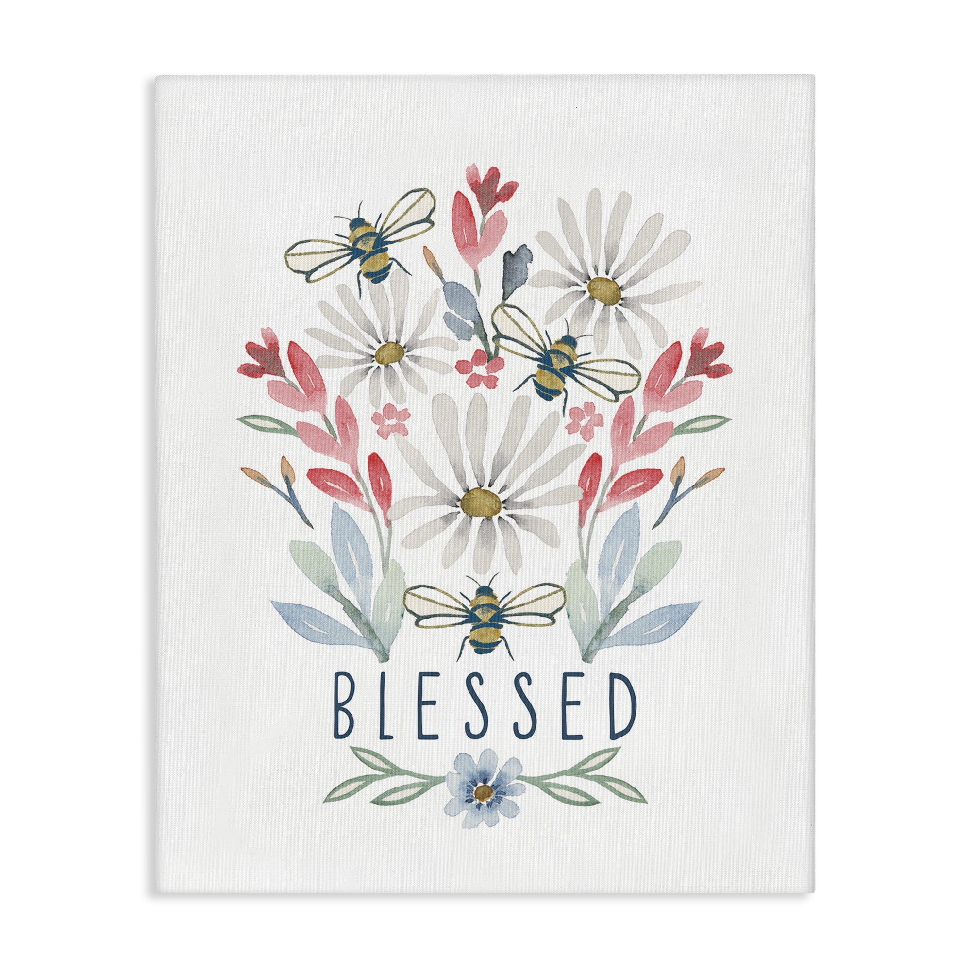 Stupell Industries Blessed Floral Sprigs Botanical & Floral Painting Gallery Wrapped Canvas Art Print Wall Art, 36 x 48