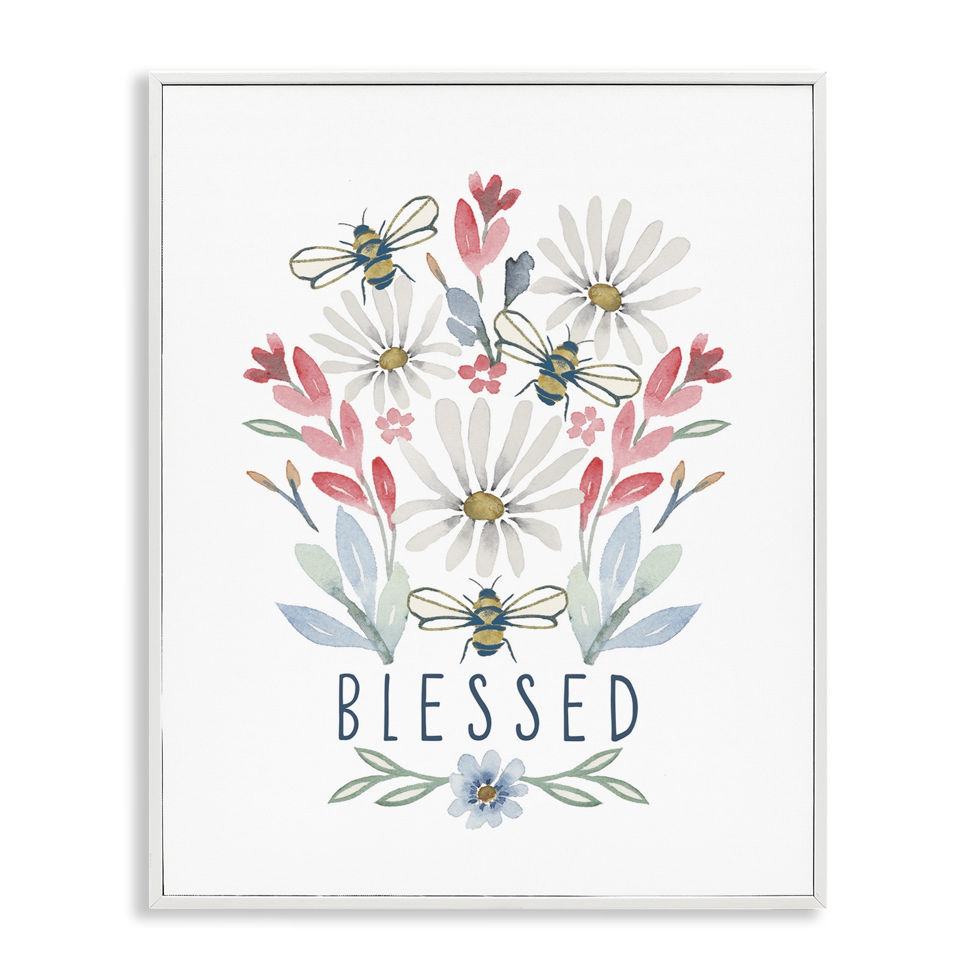 Stupell Industries Blessed Floral Sprigs Botanical & Floral Painting White Framed Art Print Wall Art, 16 x 20