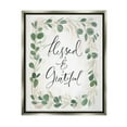 thumbnail image 1 of Stupell Industries Blessed & Grateful Botanical Eucalyptus Border Calligraphy Graphic Art Luster Gray Floating Framed Canvas Print Wall Art, Design by Caverly Smith, 1 of 5