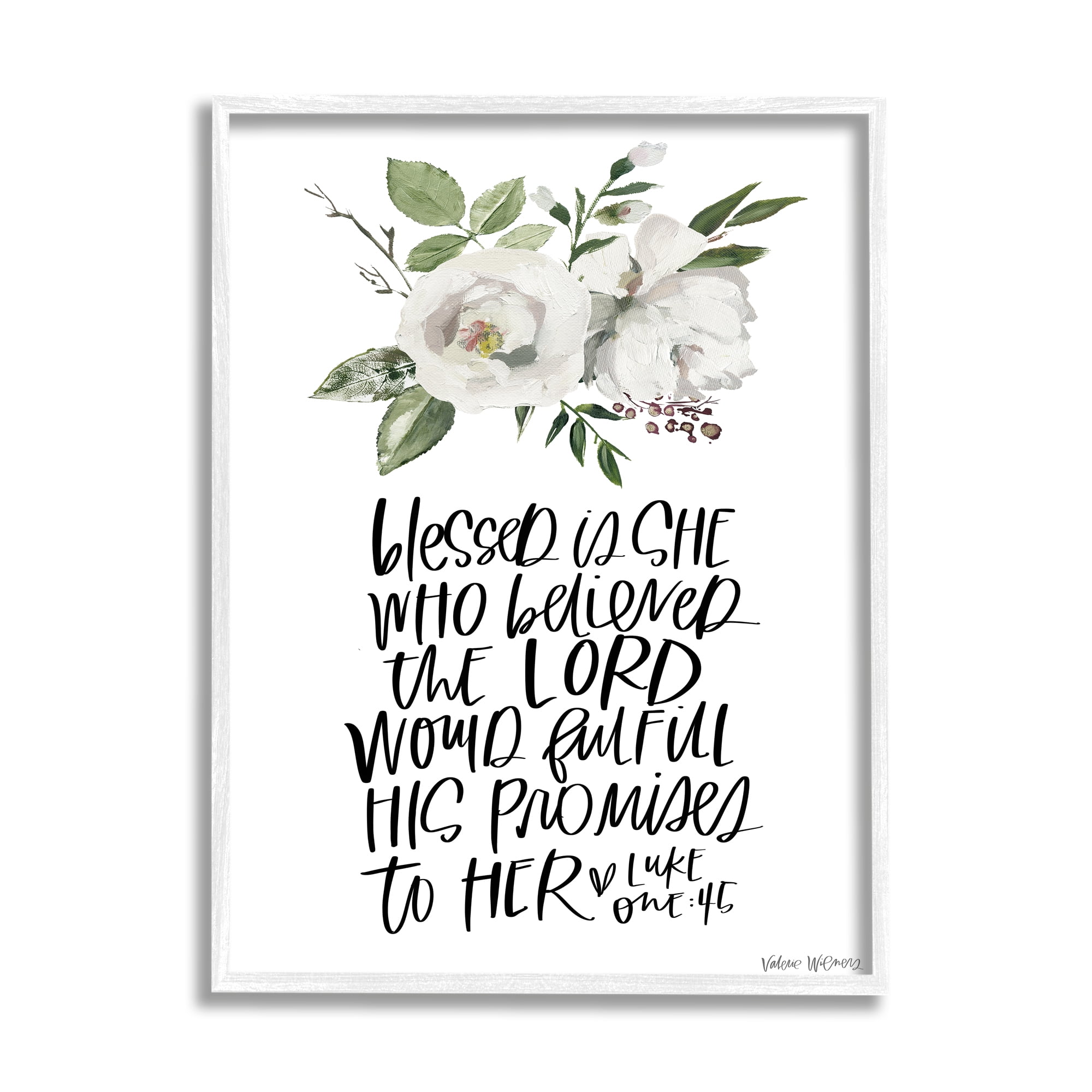 Stupell Industries Blessed Is She Who Believed Proverb Luke 1:45, 16 x 20, Designed by Valerie Wieners