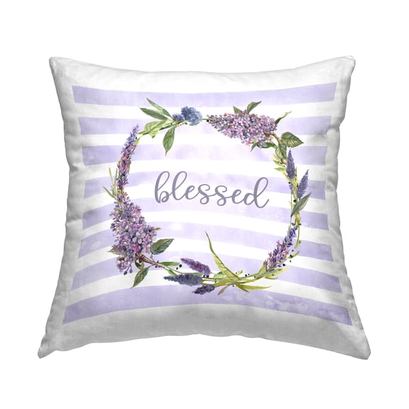 Stupell Industries Blessed Lilac Wreath Decorative Printed Throw Pillow Design by Carol Robinson.