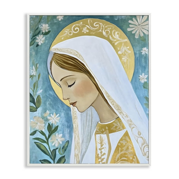 Stupell Industries Blessed Mary Portrait White Framed Giclee Art, design by Franklyn Gregory