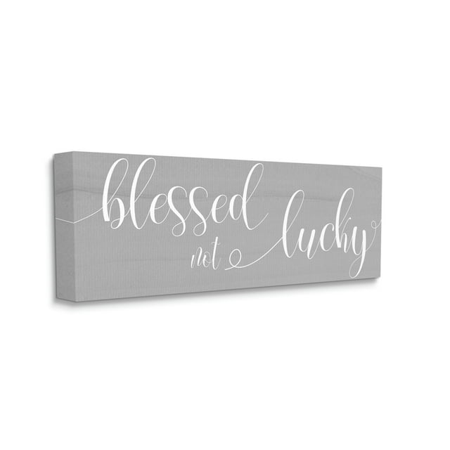 Stupell Industries Blessed Not Lucky Cursive Text Grey Canvas Wall Art, Daphne Polselli 17 x 40