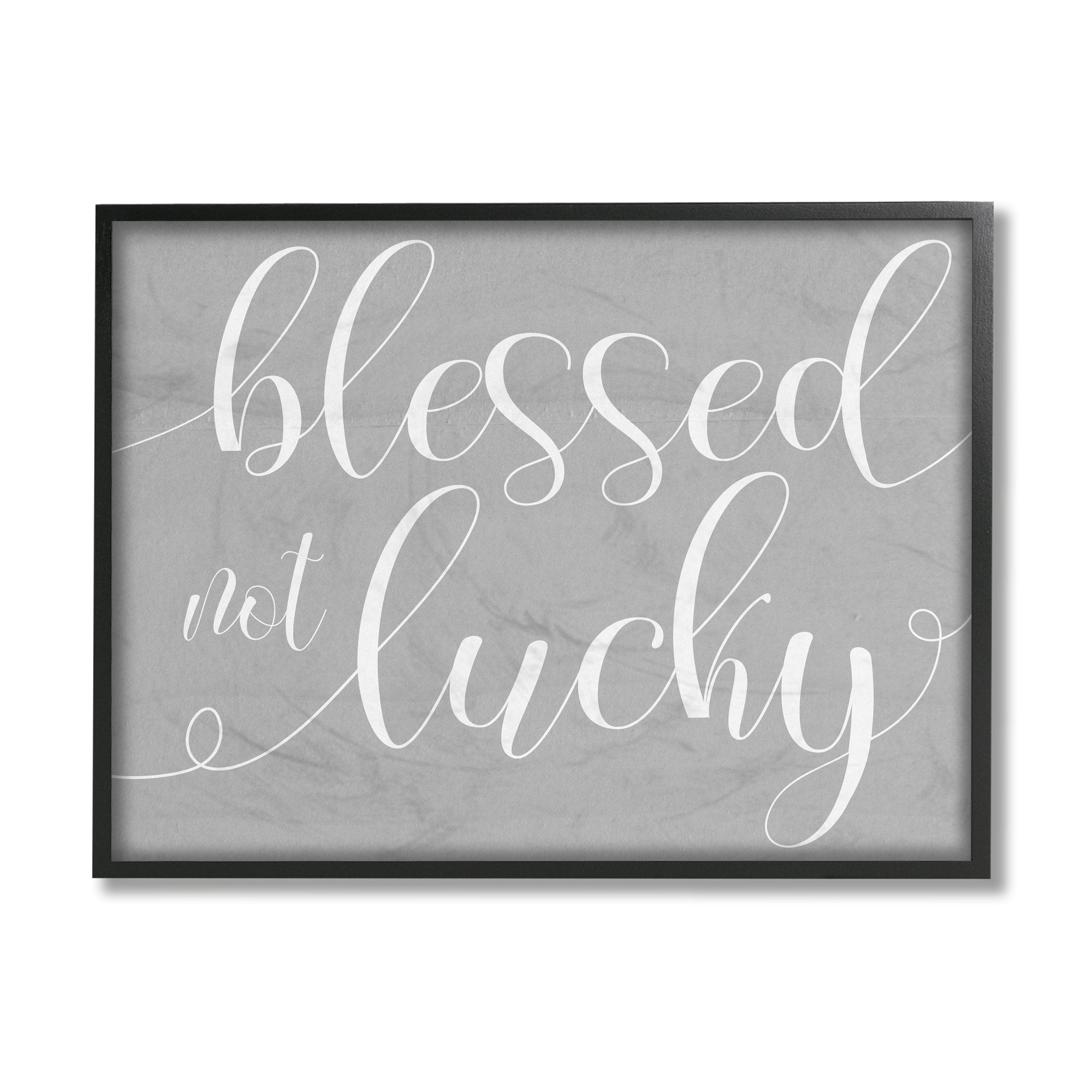 Stupell Industries Blessed Not Lucky Quote Soft Cursive Typography Black Framed, 11 x 14, Design by Daphne Polselli