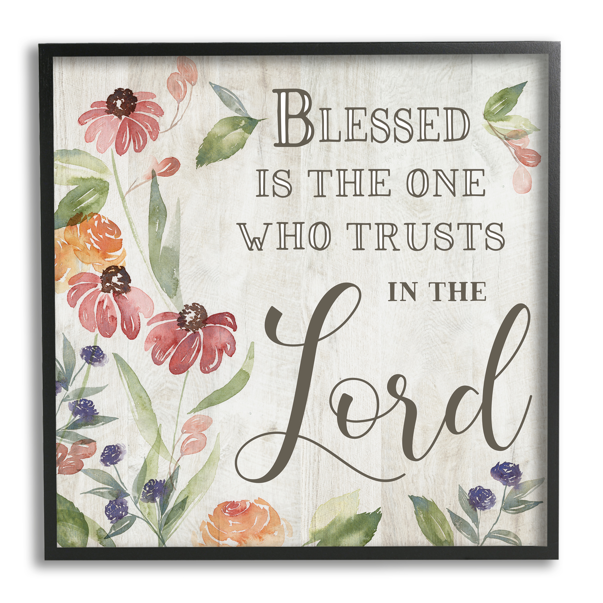 Stupell Industries Blessed One Who Trusts The Lord Spring Florals, 17 x 30, Design by Kristen Brockmon
