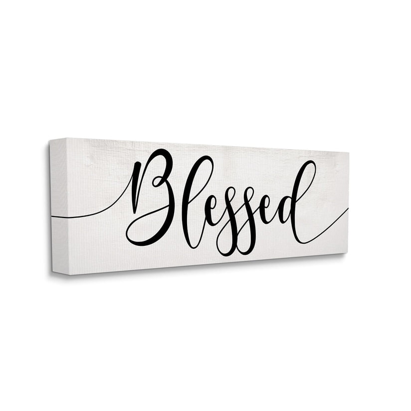 Stupell Industries Blessed Phrase Bold Cursive Faith Based Typography Canvas Wall Art, 10 x 24, Design by Daphne Polselli