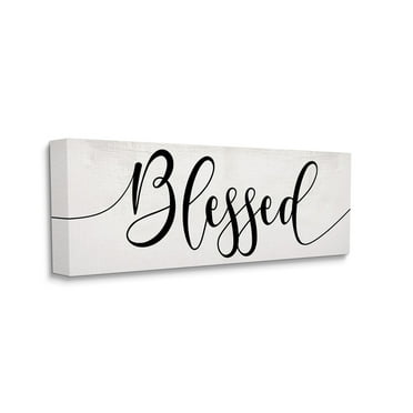 Stupell Industries Blessed Phrase Bold Cursive Faith Based Typography Canvas Wall Art, 13 x 30, Design by Daphne Polselli