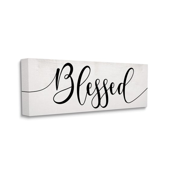 Stupell Industries Blessed Phrase Bold Cursive Faith Based Typography Canvas Wall Art, 17 x 40, Design by Daphne Polselli