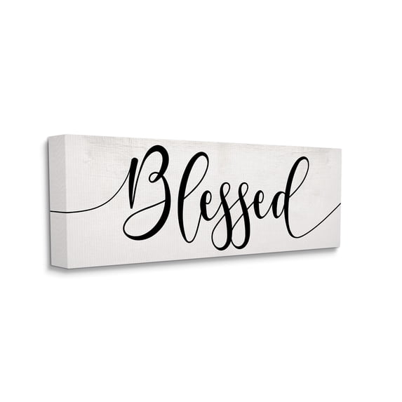Stupell Industries Blessed Phrase Bold Cursive Faith Based Typography Canvas Wall Art, 20 x 48, Design by Daphne Polselli