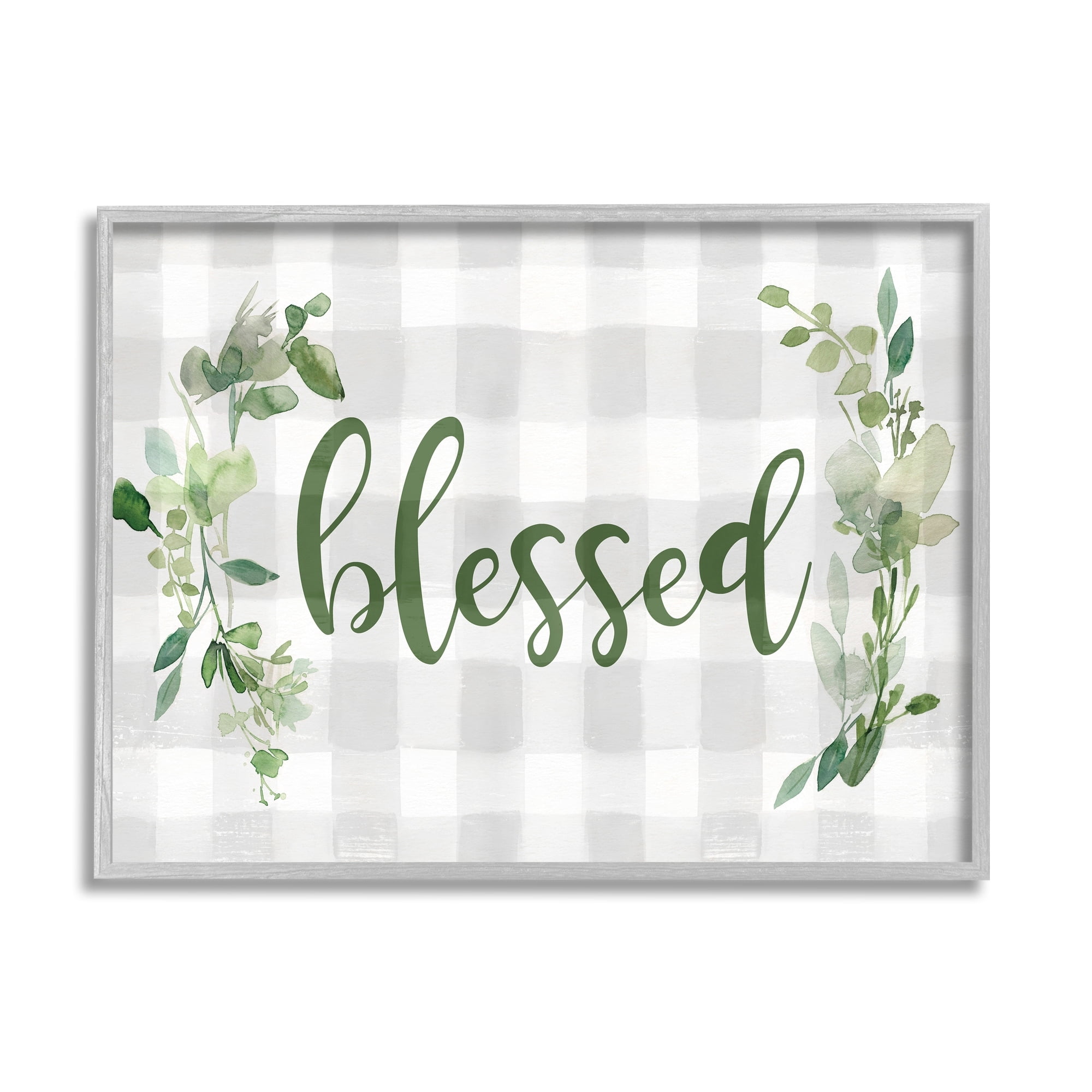 Stupell Industries Blessed Religious Phrase Geometric Herbal Tablecloth Pattern,20 x 16, Design by Carol Robinson