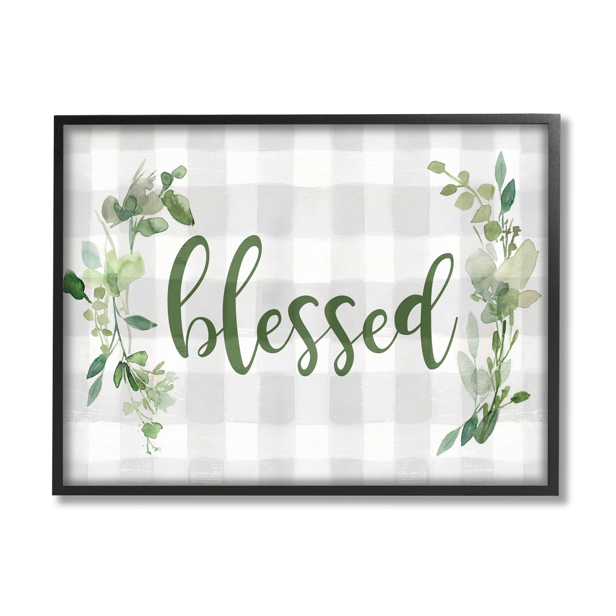 Stupell Industries Blessed Religious Phrase Geometric Herbal Tablecloth Pattern,20 x 16, Design by Carol Robinson