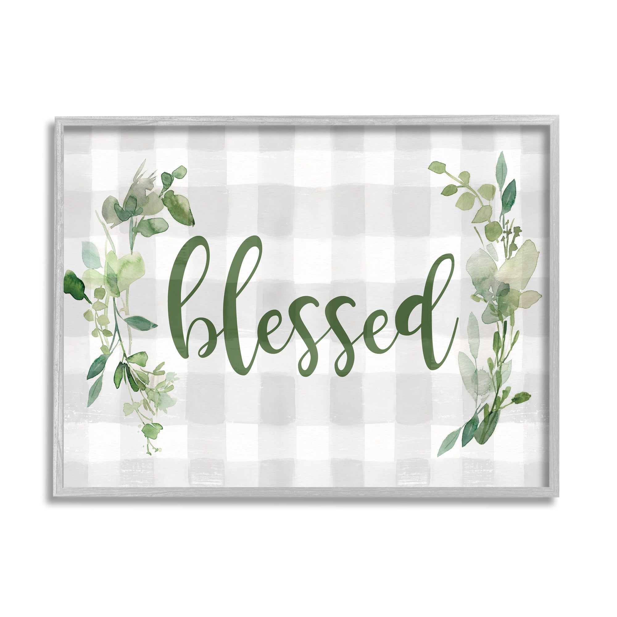 Stupell Industries Blessed Religious Phrase Geometric Herbal Tablecloth Pattern,30 x 24, Design by Carol Robinson