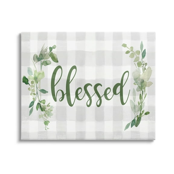 Stupell Industries Blessed Religious Phrase Geometric Herbal Tablecloth Pattern,30 x 24, Design by Carol Robinson