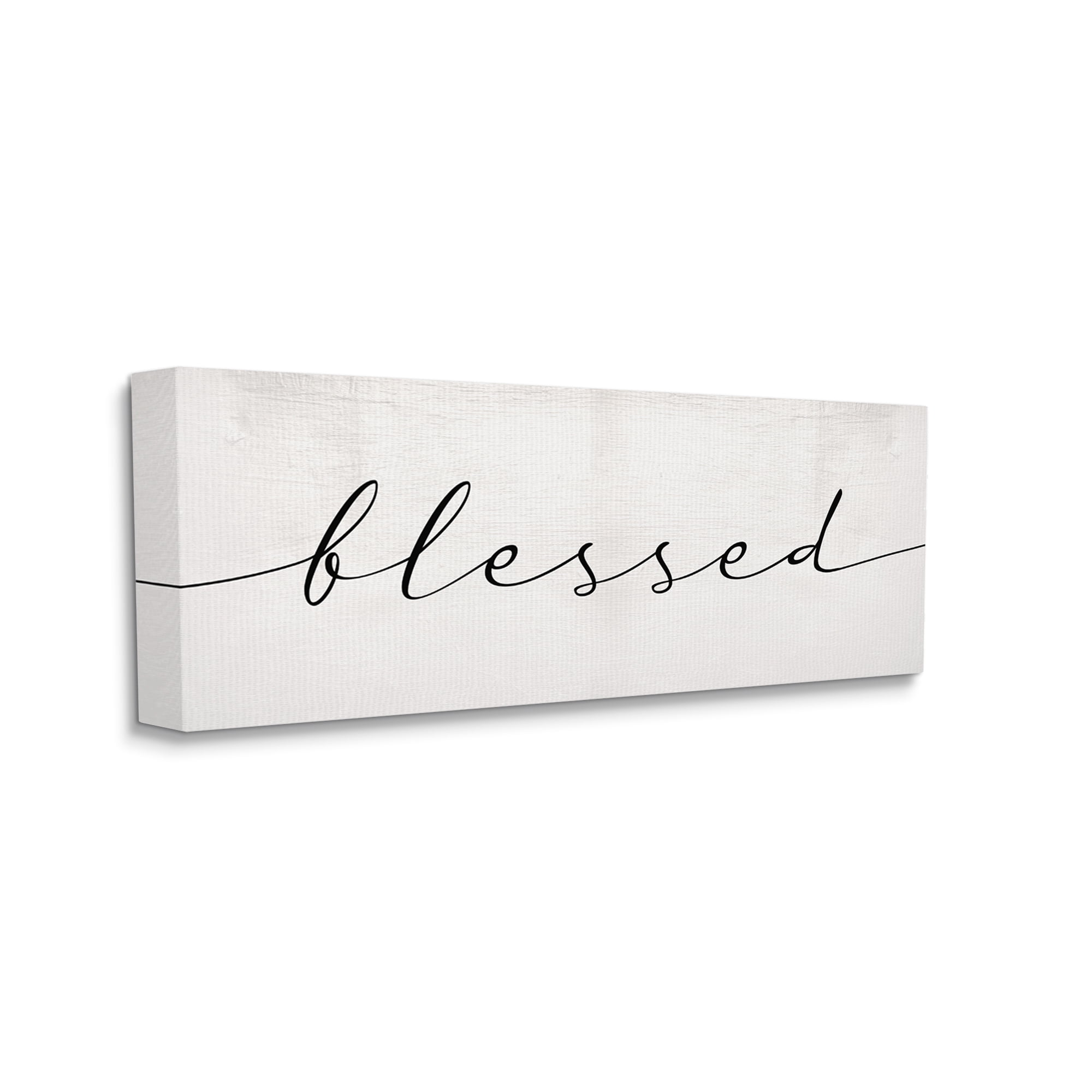 Stupell Industries Blessed Script Typography Minimal Black Off-White Typography Painting Gallery Wrapped Canvas Art Print Wall Art, 20 x 48