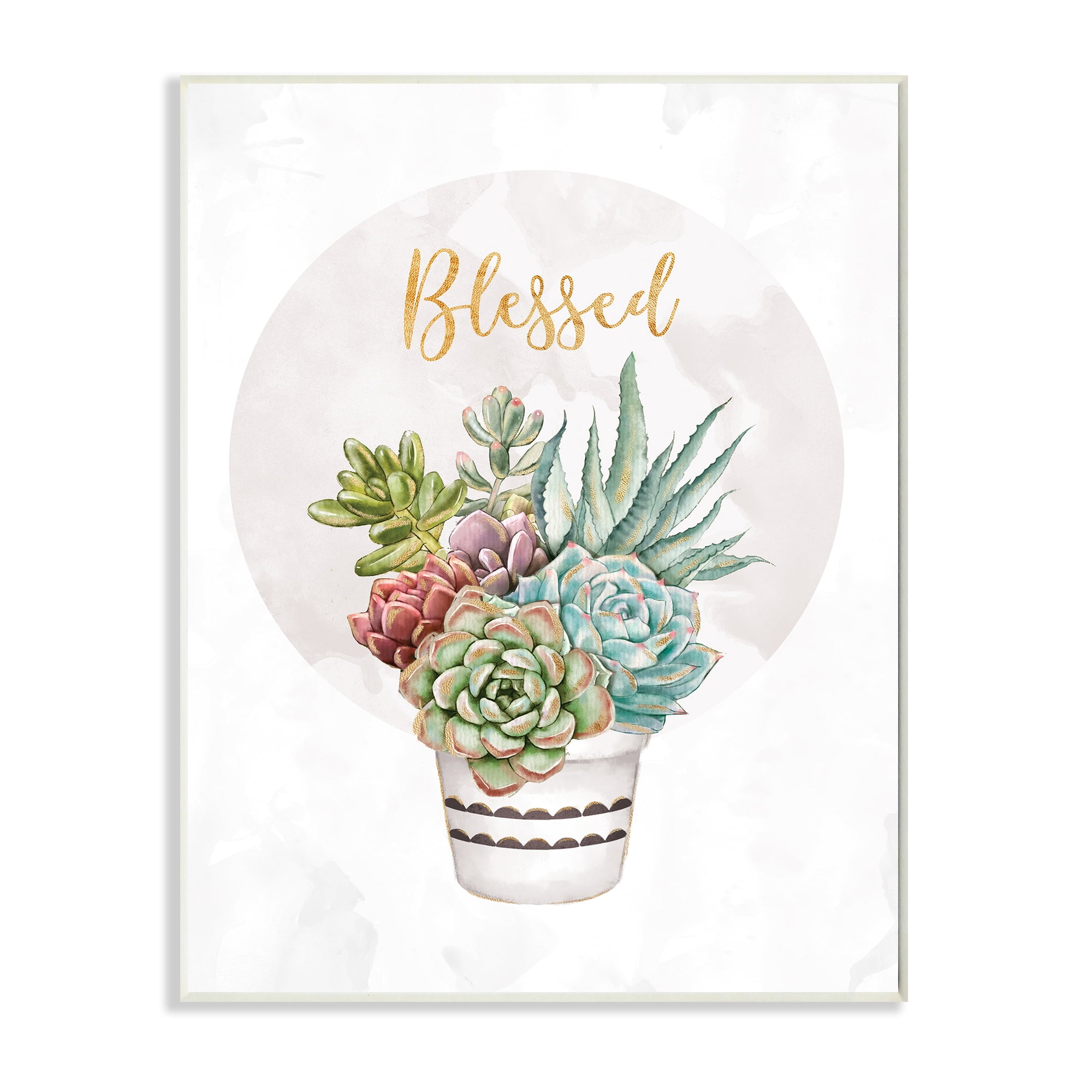 Stupell Industries Blessed Sentiments Chic Succulent Plant Bouquet Botanical & Floral Painting Black Framed Art Print Wall Art, 24 x 30