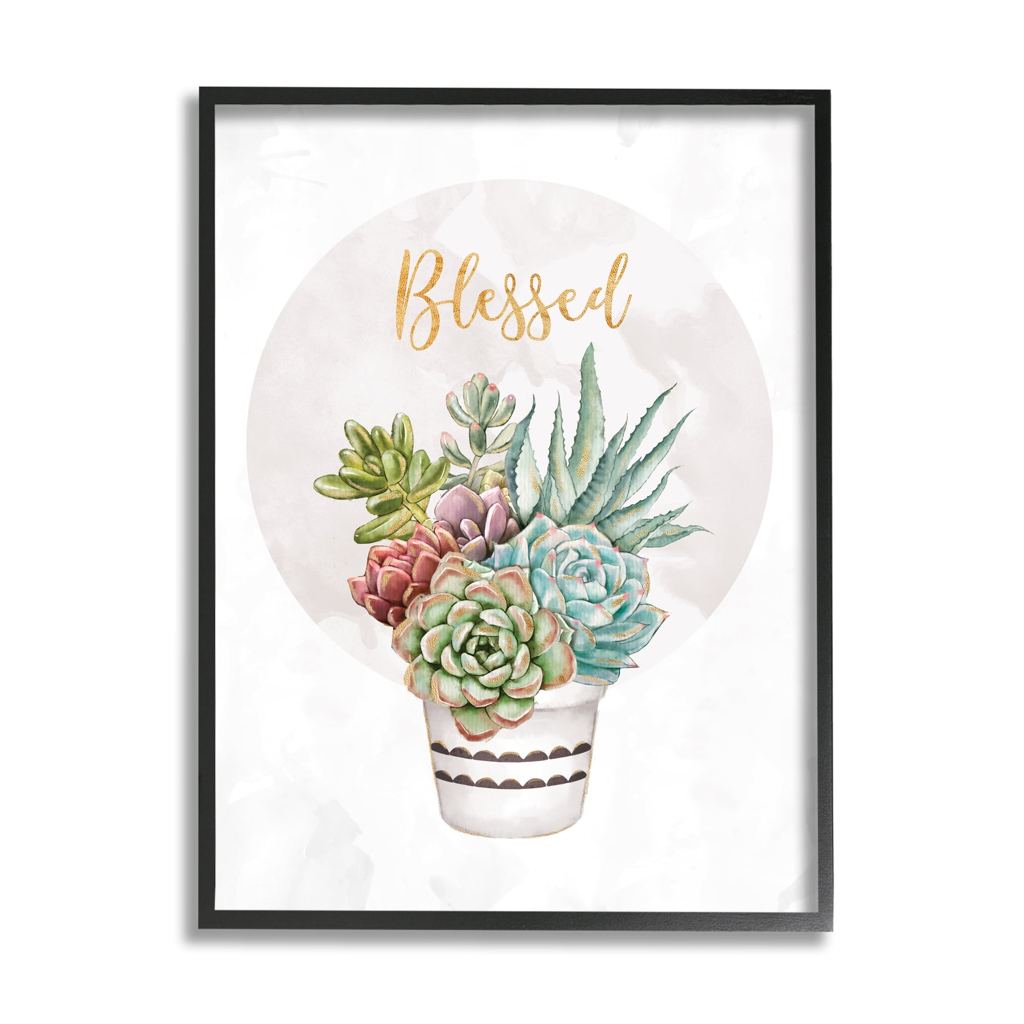 Stupell Industries Blessed Sentiments Chic Succulent Plant Bouquet Botanical & Floral Painting Gallery Wrapped Canvas Art Print Wall Art, 30 x 40