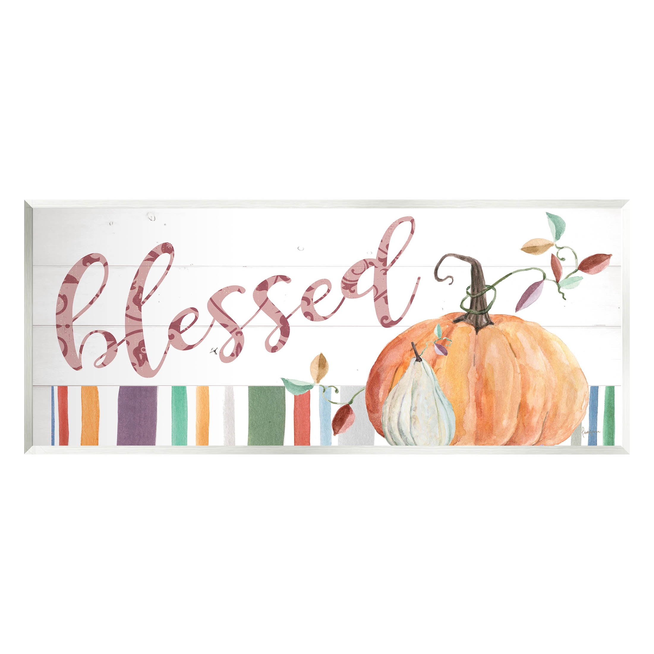 Stupell Industries Blessed Striped Festive Pumpkin Graphic Art Unframed Art Print Wall Art, Design by Livi Finn