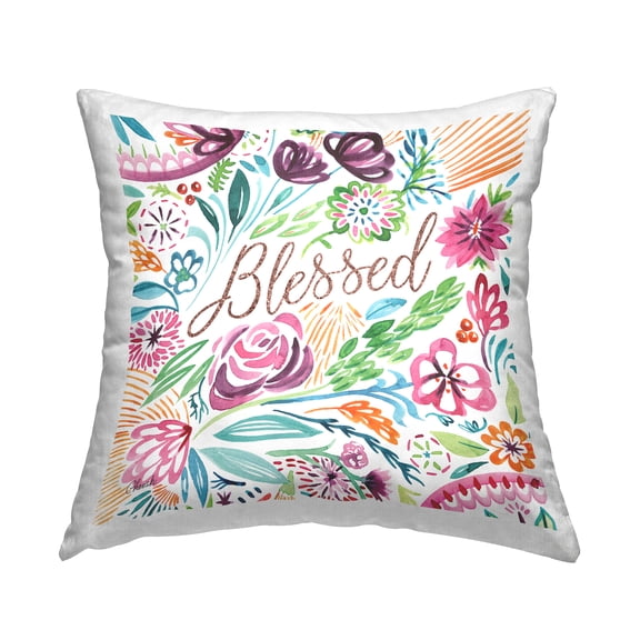 Stupell Industries Blessed Whimsical Flower Shapes Printed Throw Pillow Design by Cherish Flieder