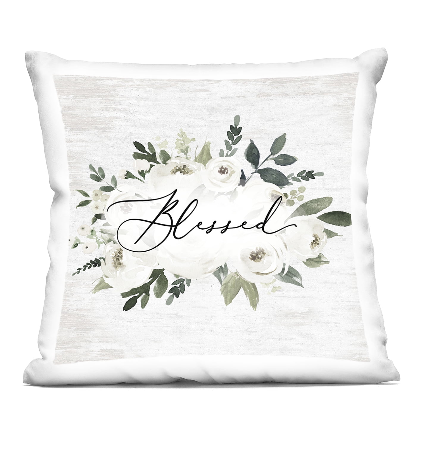Stupell Industries Blessed & White Roses Decorative Printed Throw Pillow Design by Lettered and Lined
