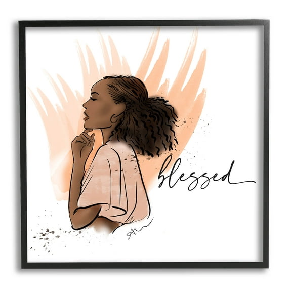 Stupell Industries Blessed Woman Portrait Graphic Art Black Framed Art Print Wall Art, Design by Alison Petrie