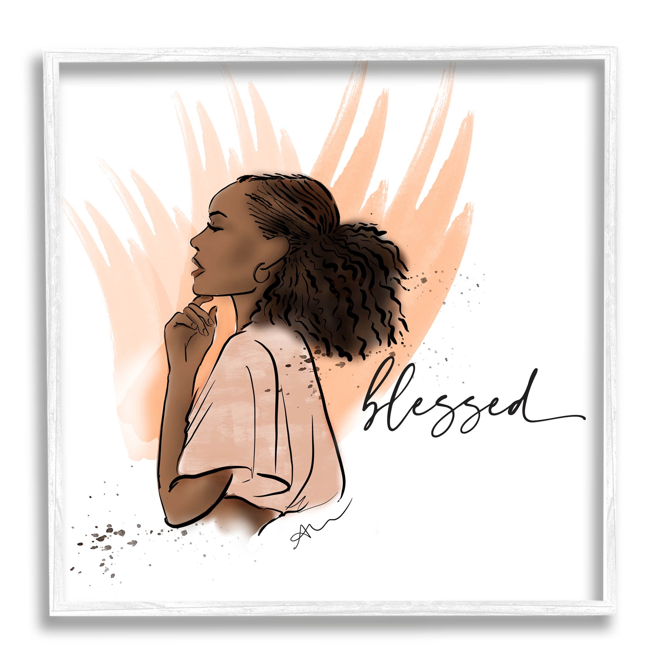 Stupell Industries Blessed Woman Portrait Graphic Art White Framed Art Print Wall Art, Design by Alison Petrie