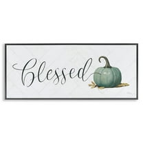Stupell Industries Blessed with Pumpkin Typography Painting Black Framed Art Prints Wall Art, 24 x 10