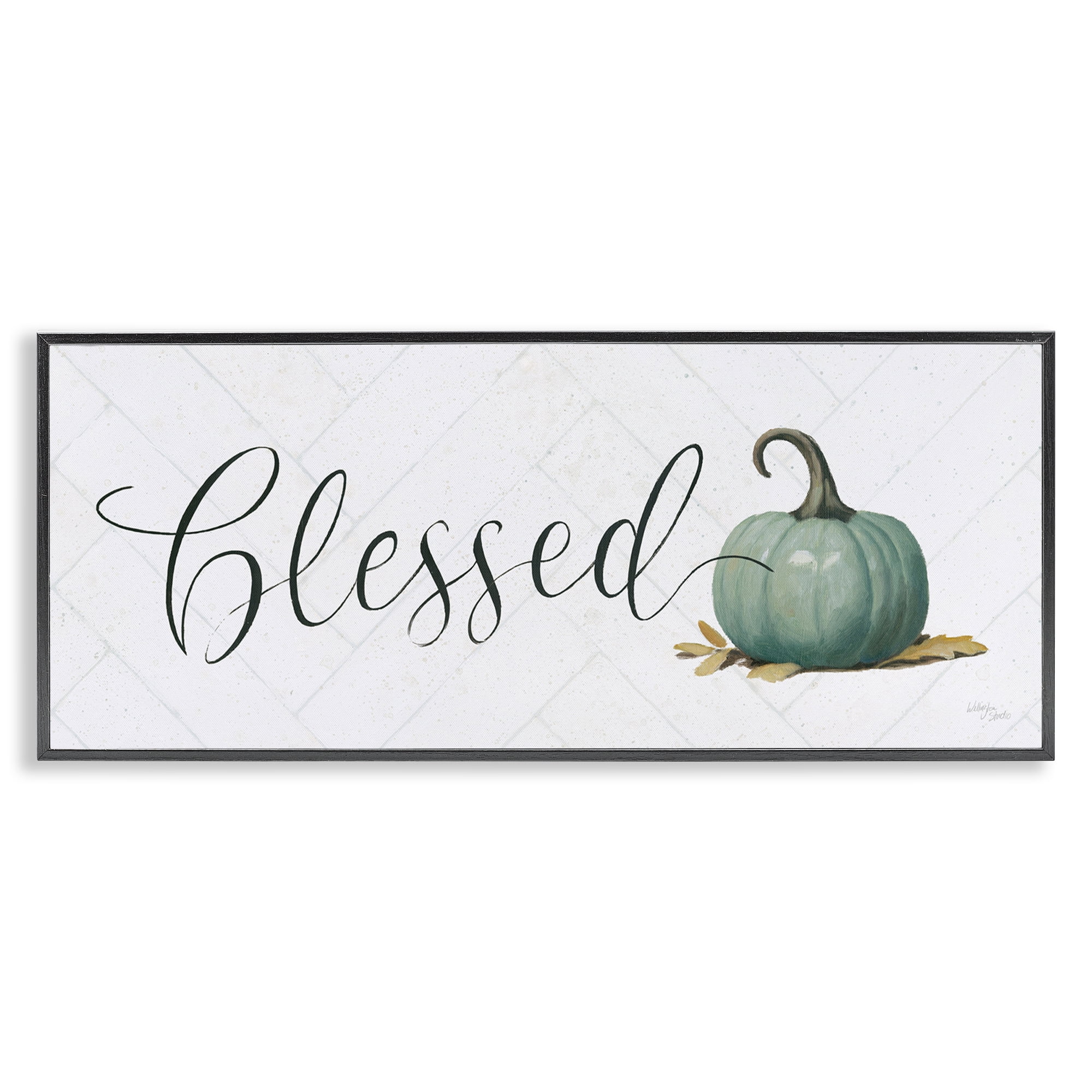 Stupell Industries Blessed with Pumpkin Typography Painting Black Framed Art Prints Wall Art, 30 x 13