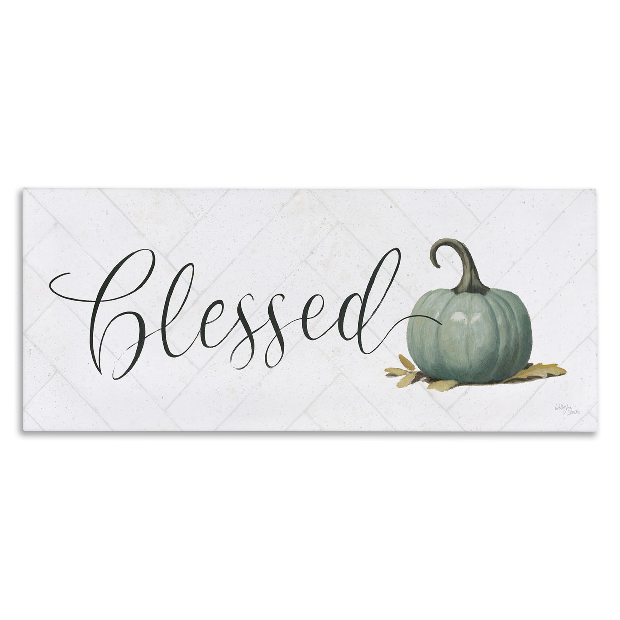 Stupell Industries Blessed with Pumpkin Typography Painting Gallery Wrapped Canvas Art Prints Wall Art, 40 x 17