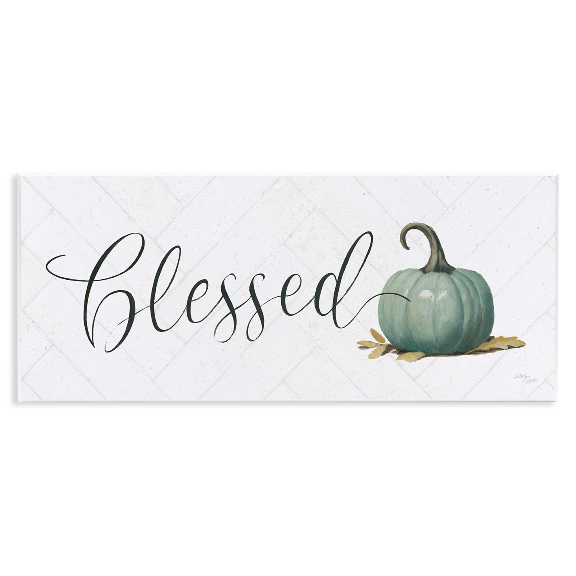 Stupell Industries Blessed with Pumpkin Typography Painting Unframed Art Prints Wall Art, 17 x 7