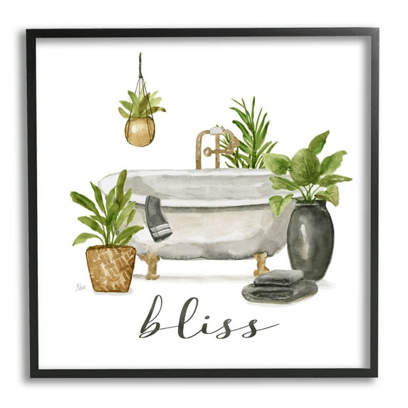 Stupell Industries Bliss Various Potted Plants Graphic Art Black Framed Art Print Wall Art, Design by Nan