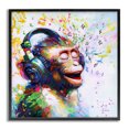 thumbnail image 1 of Stupell Industries Blissful Beats Monkey Animals & Insects Painting Gray Framed Art Print Wall Art, 24 x 24, 1 of 10