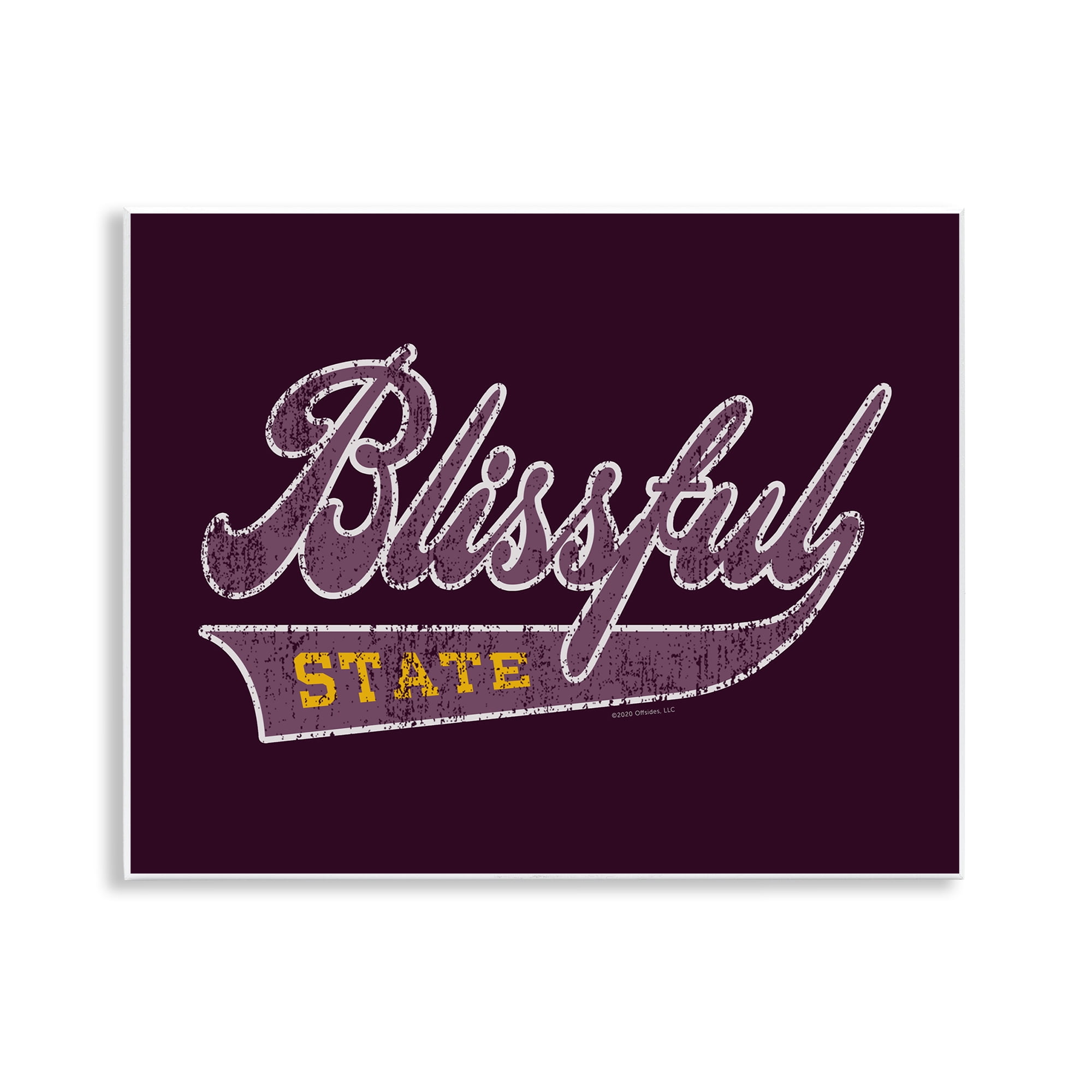 Stupell Industries Blissful State Varsity Novelty & Humor Painting Unframed Art Print Wall Art, 14 x 11