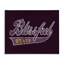 Stupell Industries Blissful State Varsity Novelty & Humor Painting Wrapped Canvas Art Print Wall Art, 20 x 16