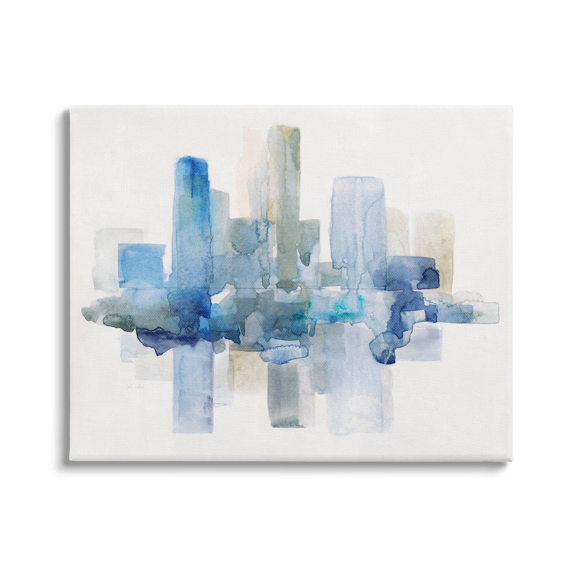 Stupell Industries Blocked Abstract Cityscape Scene Reflection Watercolor Detail Painting Gallery Wrapped Canvas Print Wall Art, Design by Sally Swatland